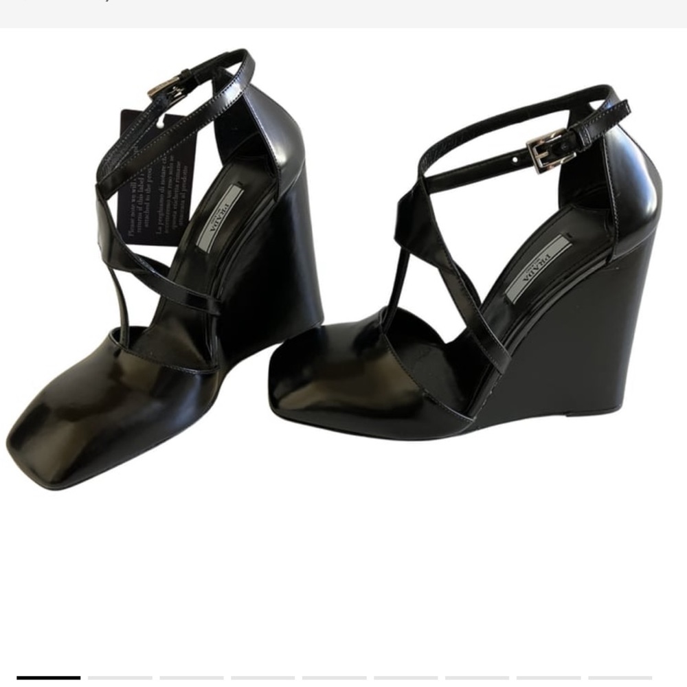 Prada black wedge high heels size 40